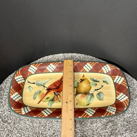 Lenox Christmas Winter Greetings Everyday Tartan Hors D'Oeuvre Tray 14" EUC - Picture 4 of 6